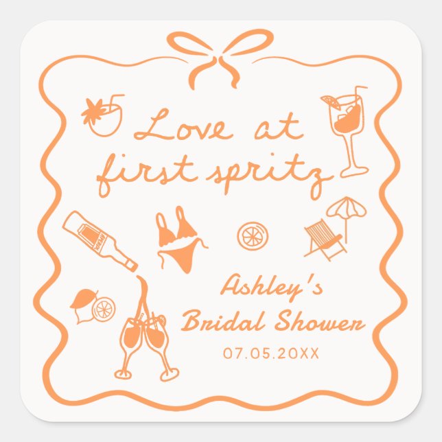 Love at First Spritz Fête des mariées Sticker (Devant)