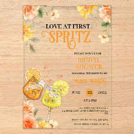 Love at First Spritz Floral Cocktail Bridal Shower Acryleinladungen