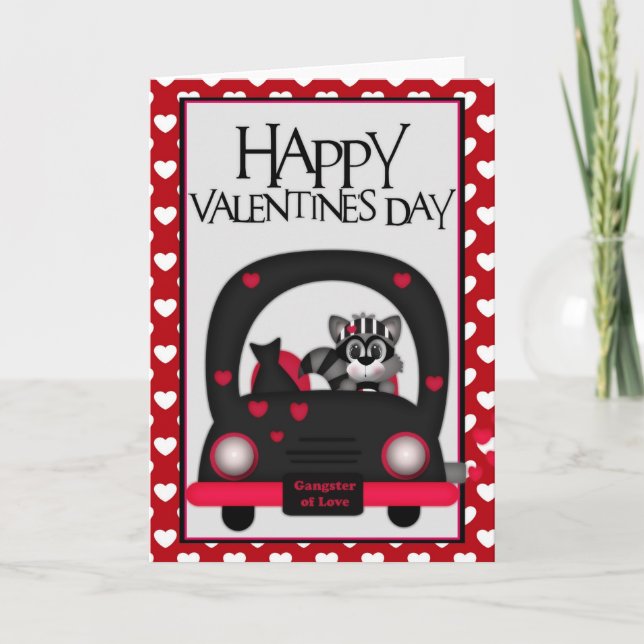 Love Bandit Happy Valentine Raccoon Carte de voeux (Devant)