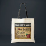 Love Being a Music Teacher | Vintage Style Tragetasche<br><div class="desc">Music Teacher Tote Bag.⭐This Product is 100% Customizable. *****Click on CUSTOMIZE BUTTON to add, delete, move, resize, changed around, rotate, etc... any of the graphics or text or use the fill in boxes. 99% of my designs in my store are done in layers. This makes it easy for you to...</div>