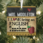 Love being an English Teacher | Vintage Ornament Aus Metall<br><div class="desc">🥇AN ORIGINAL COPYRIGHT ART DESIGN by Donna Siegrist ONLY AVAILABLE ON ZAZZLE! English Teacher Christmas Ornament ready for you to personalize. ✔NOTE: ONLY CHANGE THE TEMPLATE AREAS NEEDED! 😀 If needed, you can remove some of the text and start fresh adding whatever text and font you like. 📌If you need...</div>