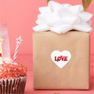LOVE, beliebtes Textdesign in Weiß, Herz-Aufkleber