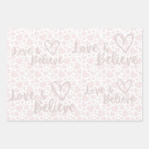 Love & Believe white doodle pastel coeurs papier