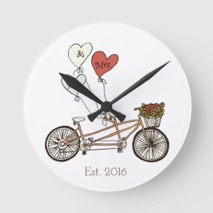 Love bike Mr & Mrs wall clock Runde Wanduhr