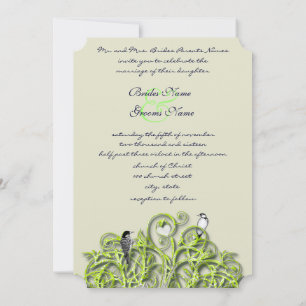 Love Bird Green Swirl Tree Hochzeitseinladung #2 Einladung