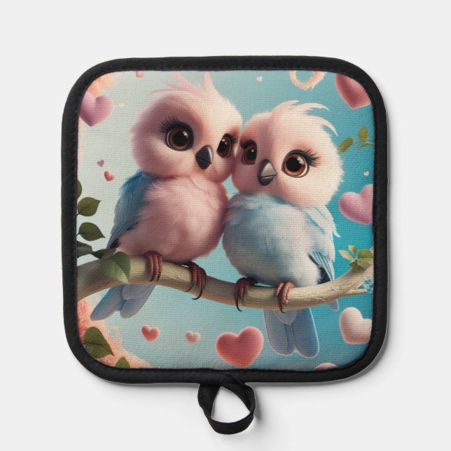 Love Bird Linen Holder Topflappen (Vorderseite)
