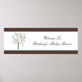 Love Bird Tree Polka Dots Baby Showbanner Poster