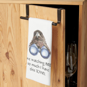 Love Bird Watching Hawk Binoculars Fun Quote Kitch Geschirrtuch
