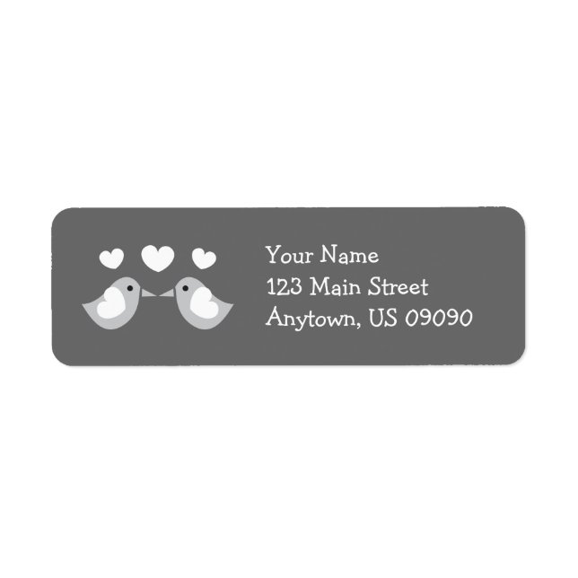 Love Birds Address Labels (Grau) (Vorne)