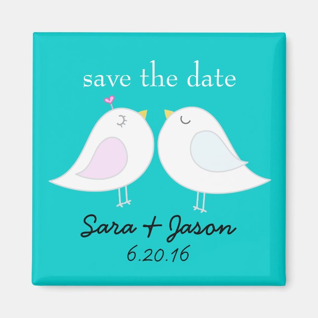 Love Birds Aqua Save the Date Magnet (Vorne)