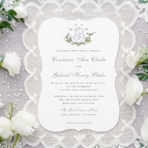 Love Birds "B" Monogram Weditation Einladung