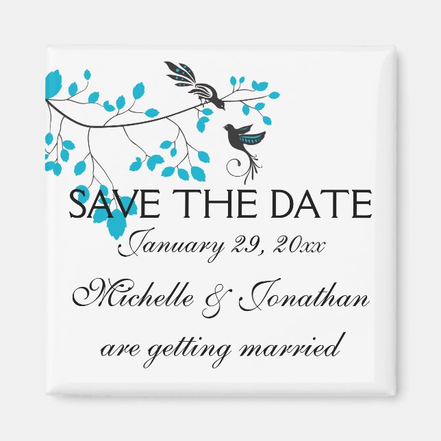 Love Birds Blue Magnet (Vorne)