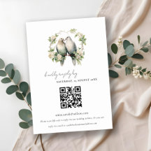 Love Birds Botanical Wreath Wedding QR Code UAWG