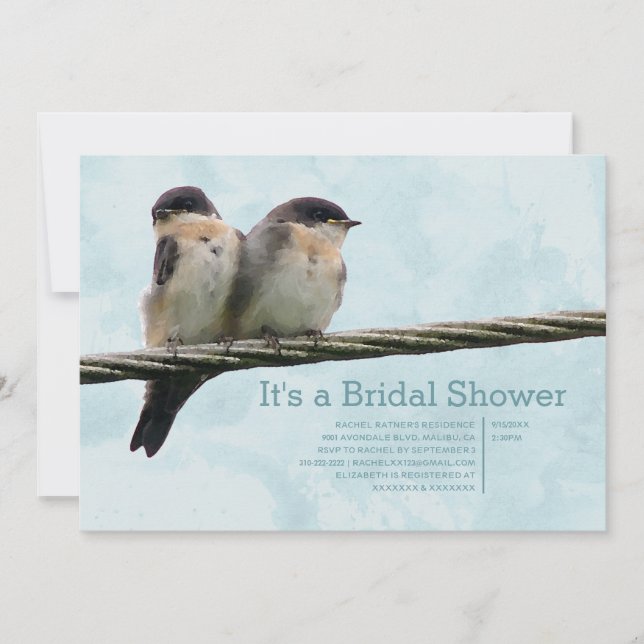 Love Birds Bridal Dusche Einladungen (Vorderseite)