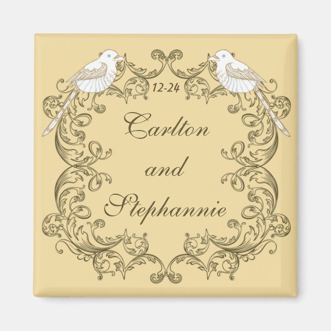 Love Birds Brown/Tan Wedding Magnet (Vorne)