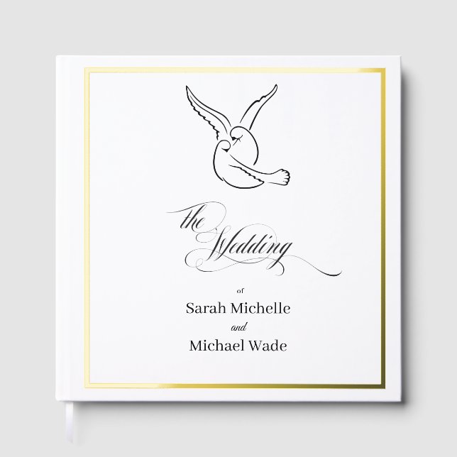 Love Birds Calligraphy Wedding Gästebuch (Vorderseite)