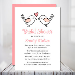 Love Birds Cartoon Lovebirds Rosa Brautparty Einladung
