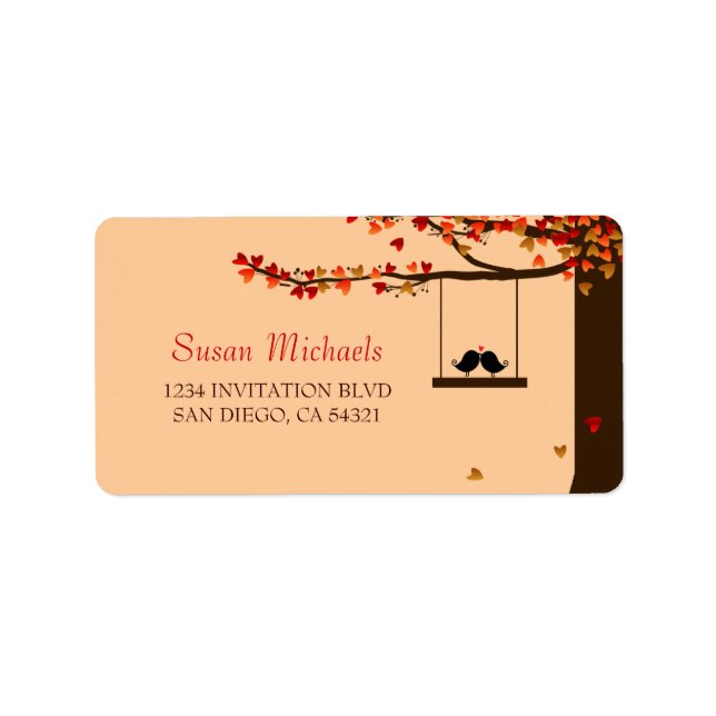 Love Birds Falling Hearts Address Labels Adressaufkleber (Vorne)