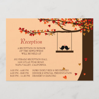 Love Birds Falling Hearts Oak Tree Empfang Card Einladung