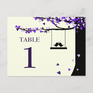 Love Birds Falling Hearts Oak Tree Tischnummer