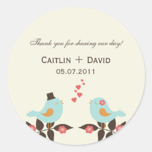 Love Birds Gastgeschenk Hochzeit Sticker/Umschlag  Runder Aufkleber