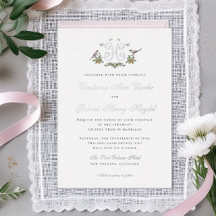 Love Birds "H" Monogram Foil Weditation Folieneinladung