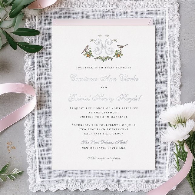 Love Birds "H" Monogram Foil Weditation Folieneinladung (Von Creator hochgeladen)