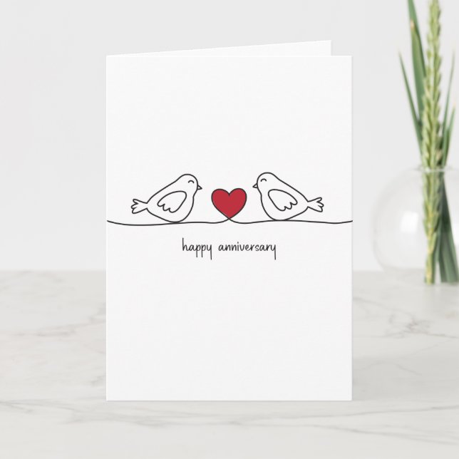 Love Birds Happy Anniversary Card Dankeskarte (Vorderseite)