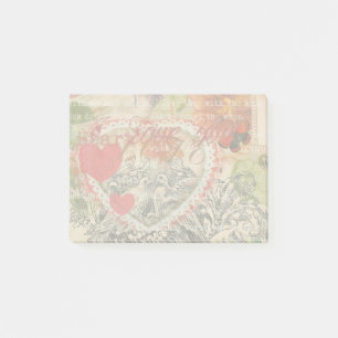 Love Birds Heart Red Art Collage Post-it Klebezettel