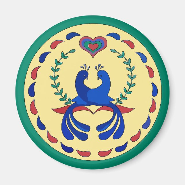 Love Birds Hex Sign Niederländisch Magnet (Vorne)