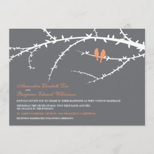 Love Birds Hochzeitseinladung (Korallen) Einladung