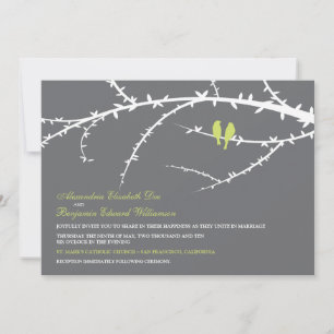 Love Birds Hochzeitseinladung (Limon) Einladung