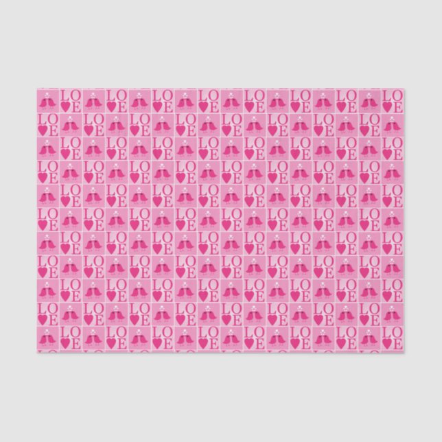 Love Birds in Pink Pattern Seidenpapier (Vorderseite)