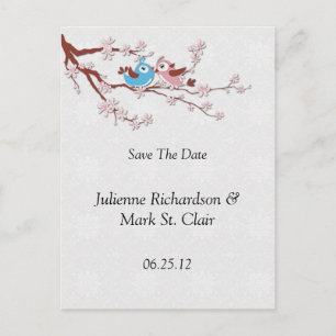Love Birds Kirschblüten Save the Date Ankündigungspostkarte
