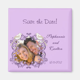 Love Birds Lila/Lavendel Announcement Magnet