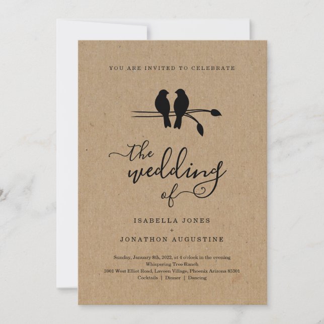 Love Birds Lovebirds Hochzeit Einladung (Vorderseite)