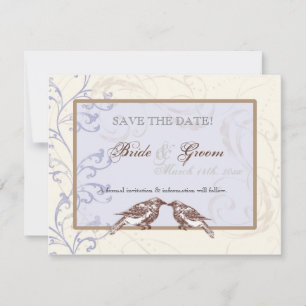 Love Birds 'n Lace - Periwinkle Save the Date Card