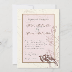 Love Birds 'n Lace - Rose Hochzeit Einladung