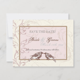 Love Birds 'n Lace - Rose Save the Date Karte