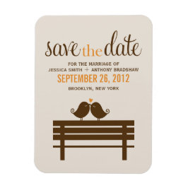 Love Birds on Park Bench Wedding Magnet