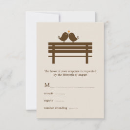 Love Birds on Park Bench Wedding RSVP Karte