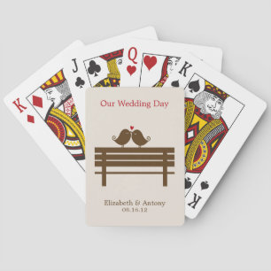 Love Birds on Park Bench Wedding Spielkarten