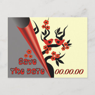 Love Birds on Sakura Tree Save the Date Postkarten