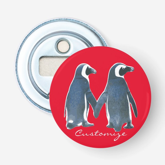Love Birds Penguin Couple Thunder_Cove Flaschenöffner (Vorderseite)