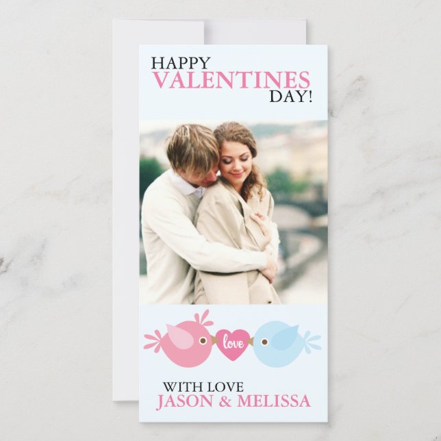 Love Birds Photo Valentine's Day Feiertagskarte (Vorderseite)