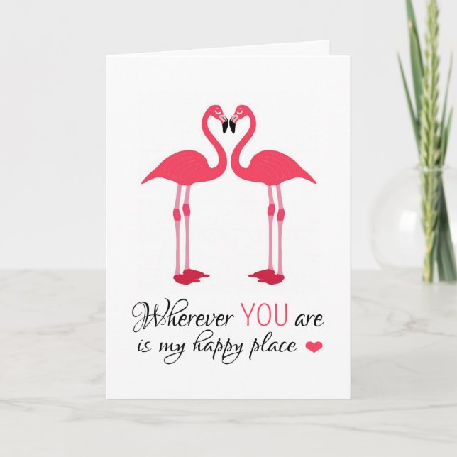 Love Birds Pink Flamingos Feiertagskarte (Vorderseite)