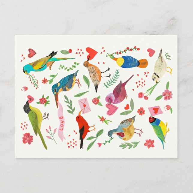 Love Birds Postcard Postkarte (Vorderseite)
