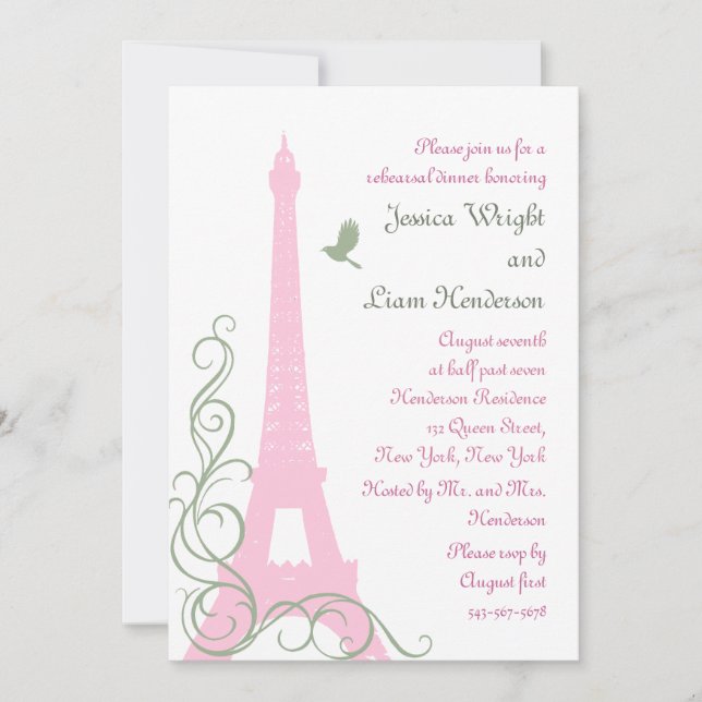 Love Birds Probe Dinner Einladung (Vorderseite)