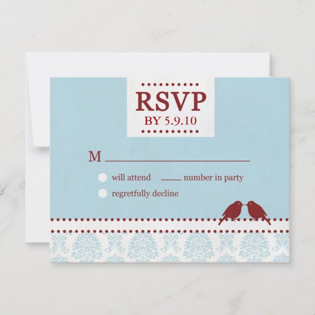 Love Birds Red Blue UAWG RSVP Karte (Vorderseite)