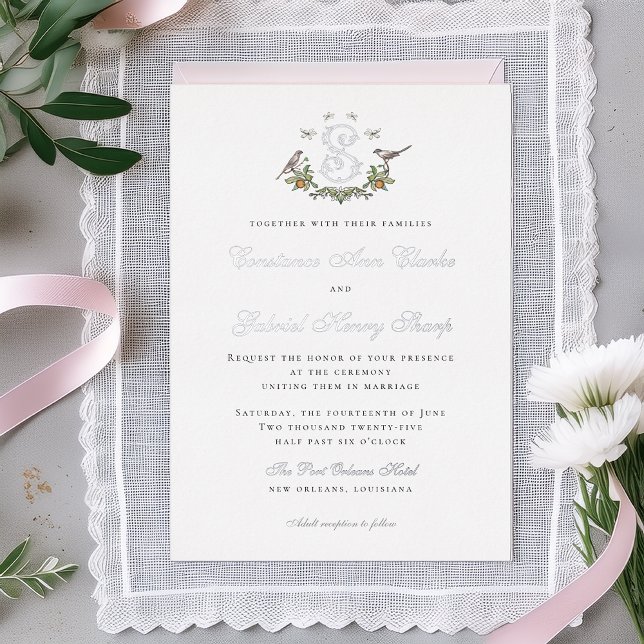 Love Birds "S" Monogram Foil Weditation Folieneinladung (Von Creator hochgeladen)